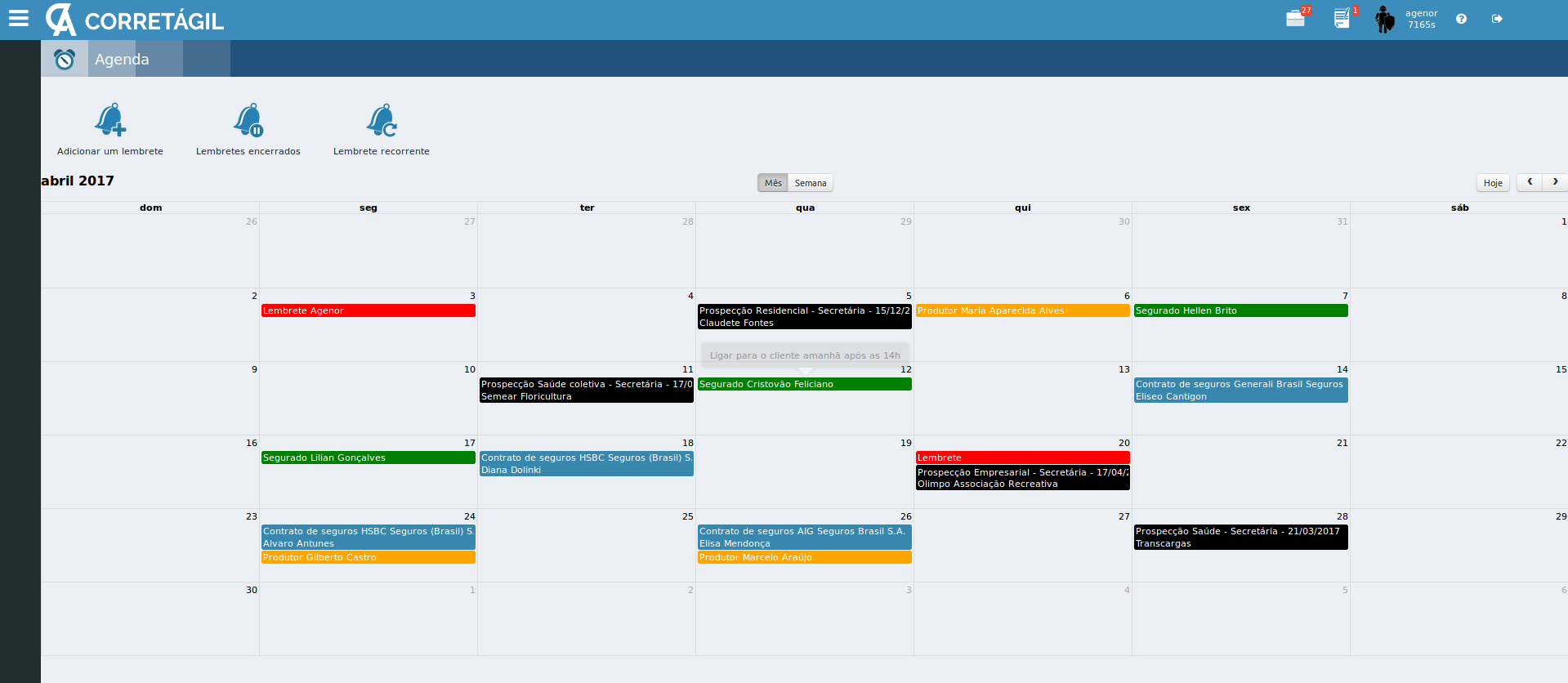 agenda do software Corretágil