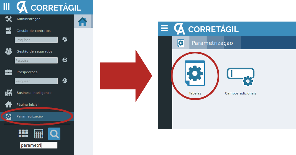 como entrar no menu para configurar as caixas de seleção